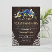 ひまわり素朴花ブルーフラワーレースI DO BBQ 招待状 (スタンド正面)