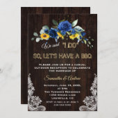 ひまわり素朴花ブルーフラワーレースI DO BBQ 招待状 (正面/裏面)