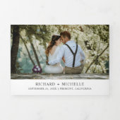 ひまわり素朴花ホワイトカボチャ秋の結婚式 三つ折り招待状 (カバー)