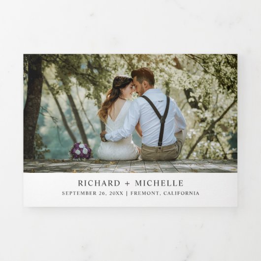 ひまわり素朴花ホワイトカボチャ秋の結婚式 三つ折り招待状 (カバー)