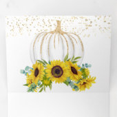 ひまわり素朴花ホワイトカボチャ秋の結婚式 三つ折り招待状 (内部最初)