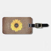 ひまわり素朴花モノグラムバーラップ荷物タグ ラゲッジタグ (正面横)