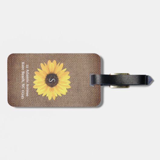 ひまわり素朴花モノグラムバーラップ荷物タグ ラゲッジタグ (裏面横)