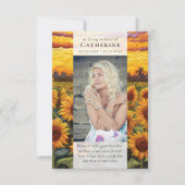 ひまわり素朴花写真悔やみや弔慰葬儀記念 サンキューカード (裏面)