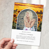 ひまわり素朴花写真悔やみや弔慰葬儀記念 サンキューカード