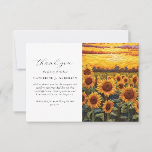 ひまわり素朴花写真悔やみや弔慰葬儀記念 サンキューカード (正面)