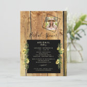 ひまわり素朴花嫁フォトウッドブライダルシャワー 招待状 (スタンド正面)