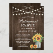 ひまわり素朴花文字列ライト退職パーティー 招待状 (正面/裏面)