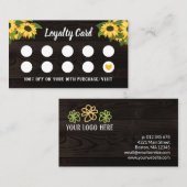 ひまわり素朴花木目黄ハート10日 ロイヤリティカード (正面/裏面)