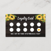 ひまわり素朴花木目黄ハート10日 ロイヤリティカード (正面)