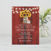 ひまわり素朴花瓶レッドバーンドウッドズ結婚ーズ 招待状 (スタンド正面)