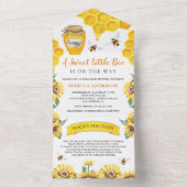 ひまわり素朴花甘いハニービーベイビーシャワー オールインワン招待状 (内側)