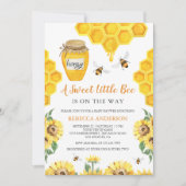 ひまわり素朴花甘いハニービーベイビーシャワー 招待状 (正面)