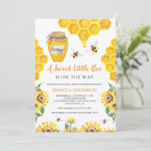 ひまわり素朴花甘いハニービーベイビーシャワー 招待状 (スタンド正面)