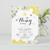 ひまわり素朴花甘いハニービーベイビーシャワー 招待状 (スタンド正面)