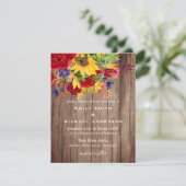 ひまわり素朴花赤いバラの木の結婚式の招待 シーズンカード (スタンド正面)