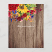 ひまわり素朴花赤いバラブライダルカップルのシャワー (裏面)