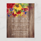 ひまわり素朴花赤いバラブライダルカップルのシャワー (正面)