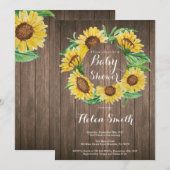 ひまわり素朴花赤ちゃんシャワー招待状 招待状 (正面/裏面)