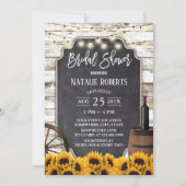 ひまわり素朴花風化木材ブライダルシャワー 招待状 (正面)