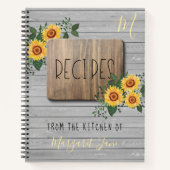 ひまわり素朴花 |家族モノグラムレシピ書 ノートブック (正面)