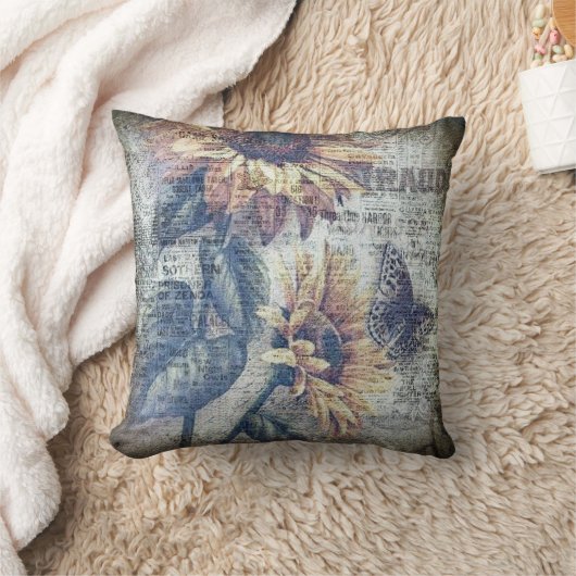 ひまわり素朴蝶のエフェメラル クッション (ブランケット)