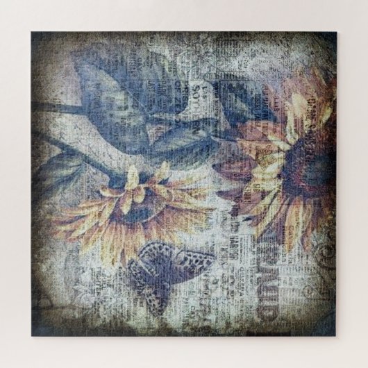 ひまわり素朴蝶のエフェメラル ジグソーパズル (横)