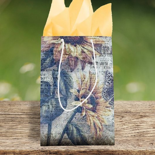 ひまわり素朴蝶のエフェメラル ミディアムペーパーバッグ