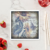 ひまわり素朴蝶の新聞デコページ スタンダードランチョンナプキン (インサイチュ)