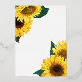 ひまわり素朴蝶コバルトブルーイエロー 箔招待状 (裏面)