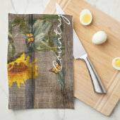 ひまわり素朴蝶バーンドボード キッチンタオル (四つ折り)