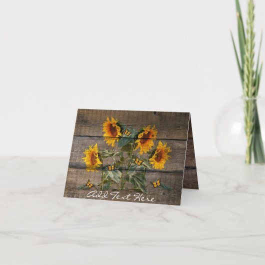 ひまわり素朴蝶バーンドボード ノートカード (正面)