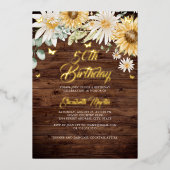 ひまわり素朴蝶50th誕生日パーティー 箔招待状 (正面)