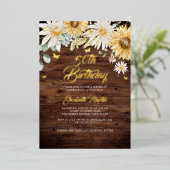 ひまわり素朴蝶50th誕生日パーティー 箔招待状 (立ち正面)