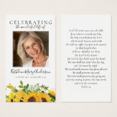 ひまわり素朴記念祈りの言葉カード (正面&裏面)