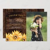 ひまわり素朴誕生日パーティーの写真 サンキューカード (正面/裏面)