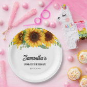 ひまわり素朴誕生日 ペーパープレート (パーティー)