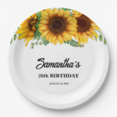 ひまわり素朴誕生日 ペーパープレート (正面)