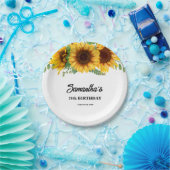 ひまわり素朴誕生日 ペーパープレート (パーティー)