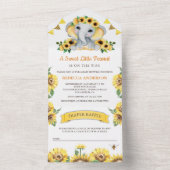 ひまわり素朴象の赤ちゃんシャワー オールインワン招待状 (内側)