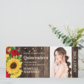 ひまわり素朴赤いバラのブーツキンセアニラチケット 招待状 (スタンド正面)