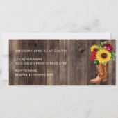 ひまわり素朴赤いバラのブーツキンセアニラチケット 招待状 (裏面)