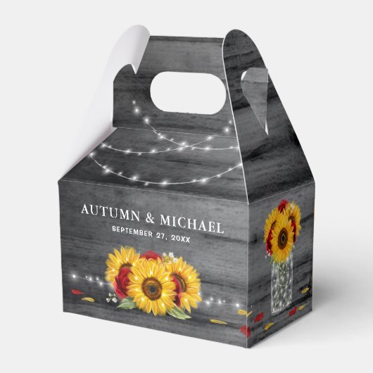 ひまわり素朴赤いバラの木ありがとうござ結婚う フェイバーボックス (裏面サイド)