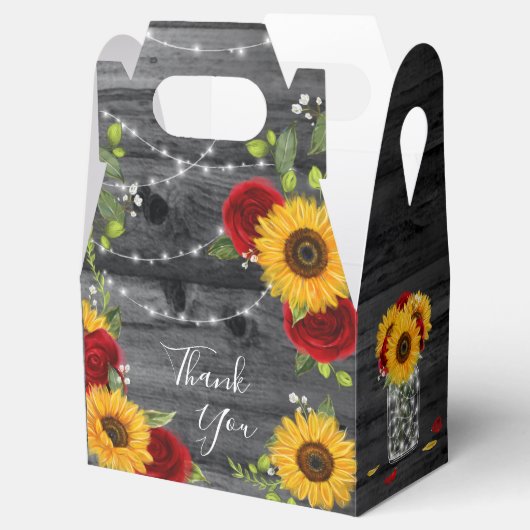 ひまわり素朴赤いバラの木ありがとうござ結婚う フェイバーボックス (オープン)