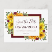 ひまわり素朴赤いバラの結婚式の日付を保存 案内ポストカード (正面)