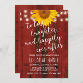 ひまわり素朴赤いバーンドリハ結婚ーサルディナー 招待状 (正面/裏面)