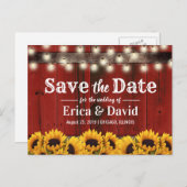 ひまわり素朴赤い納屋の木日付を保存 案内ポストカード (正面/裏面)