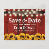 ひまわり素朴赤い納屋の木日付を保存 案内ポストカード (正面)