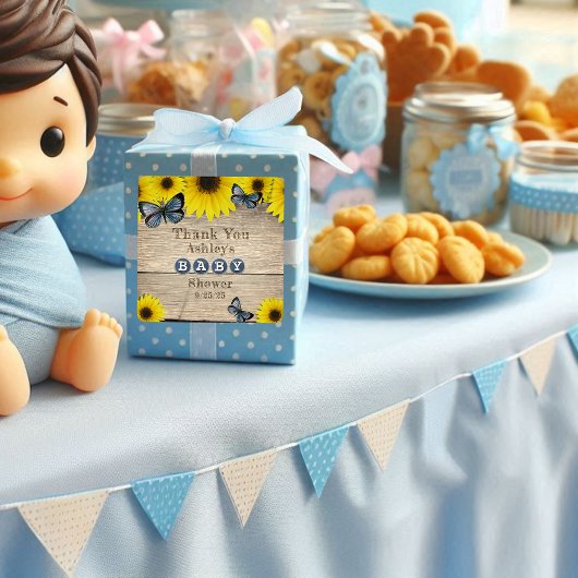 ひまわり素朴赤ちゃんシャワーありがとう スクエアシール