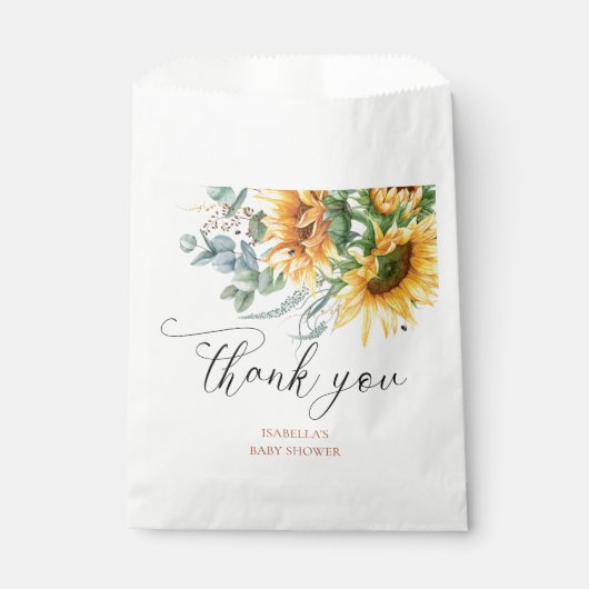 ひまわり素朴赤ちゃんシャワーありがとう フェイバーバッグ (正面)